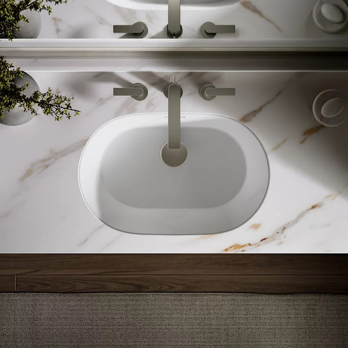 560*352*180mm Kohler Brazn Kohler White/Honed Black Ceramic Oval With Overflow Under-Mount Basins