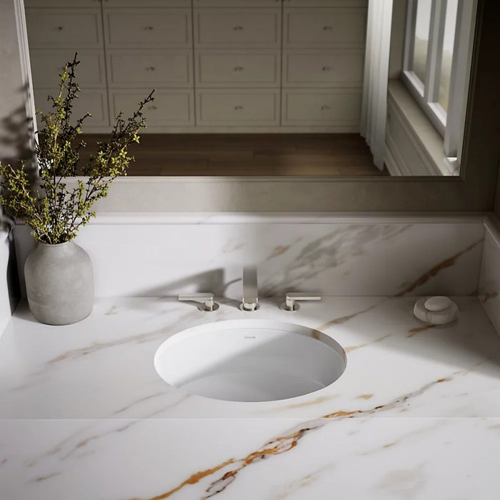 486*407*171mm Kohler Verticyl Gloss White Ceramic Oval With Overflow Under-Mount Basins