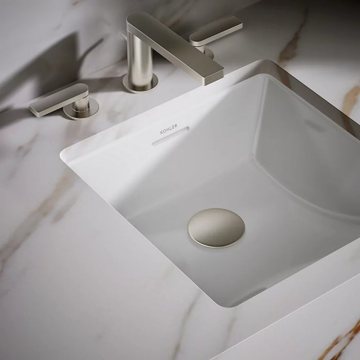 352*352*180mm Kohler Brazn Kohler White/Honed Black Ceramic Square With Overflow Under-Mount Basins