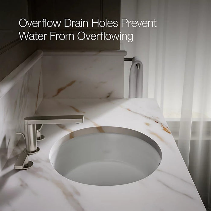 486*407*171mm Kohler Verticyl Gloss White Ceramic Oval With Overflow Under-Mount Basins