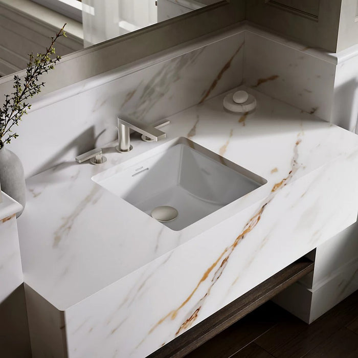 352*352*180mm Kohler Brazn Kohler White/Honed Black Ceramic Square With Overflow Under-Mount Basins
