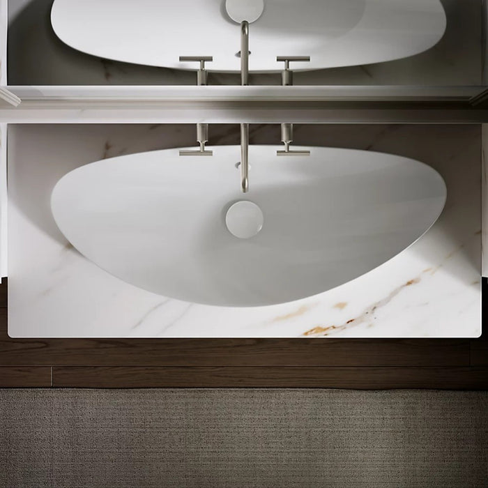 530/980mm Kohler Veil White Oval Vessel With Overflow Semi Insert Basins