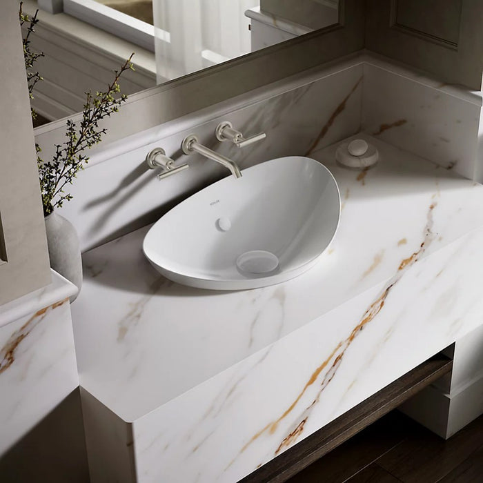 530/980mm Kohler Veil White Oval Vessel With Overflow Semi Insert Basins