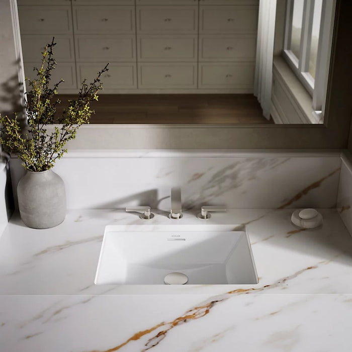 482*352*184mm Kohler Brazn Kohler White/Honed Black Ceramic Rectangle With Overflow Under-Mount Basins