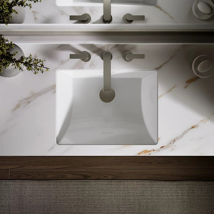 482*352*184mm Kohler Brazn Kohler White/Honed Black Ceramic Rectangle With Overflow Under-Mount Basins