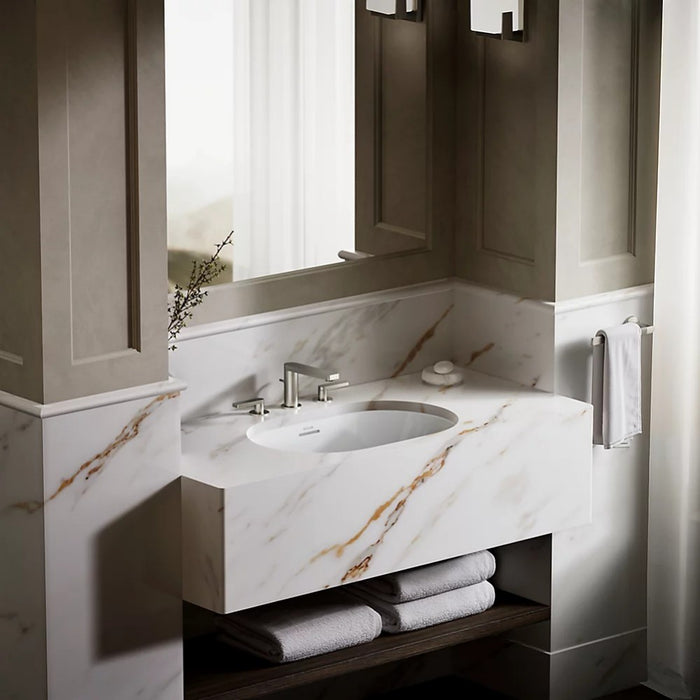 560*352*180mm Kohler Brazn Kohler White/Honed Black Ceramic Oval With Overflow Under-Mount Basins