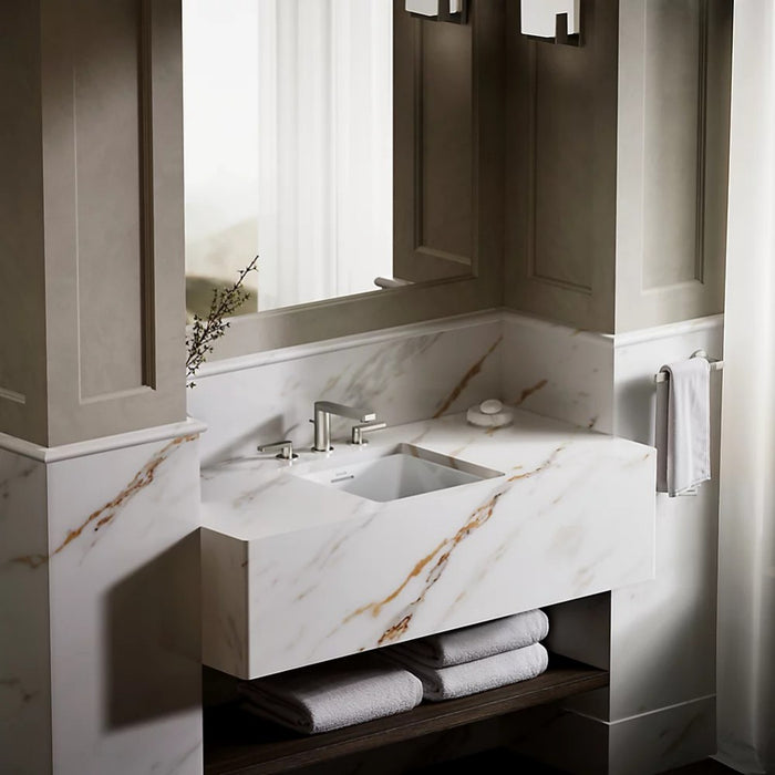 352*352*180mm Kohler Brazn Kohler White/Honed Black Ceramic Square With Overflow Under-Mount Basins