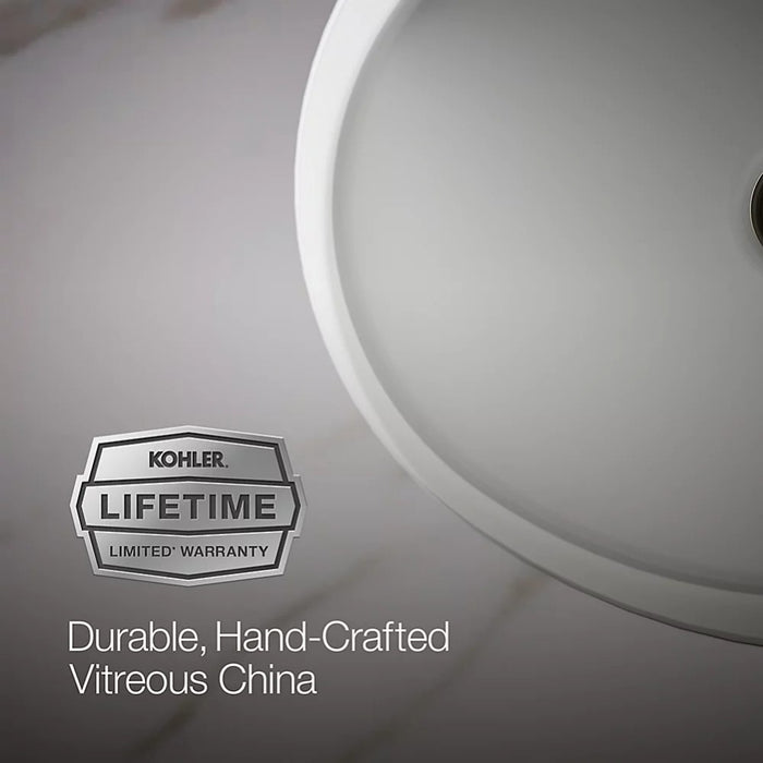 486*407*171mm Kohler Verticyl Gloss White Ceramic Oval With Overflow Under-Mount Basins
