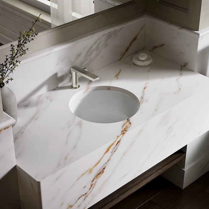 400*401*171mm Kohler Verticyl Gloss White Ceramic Round With Overflow Under-Mount Basins