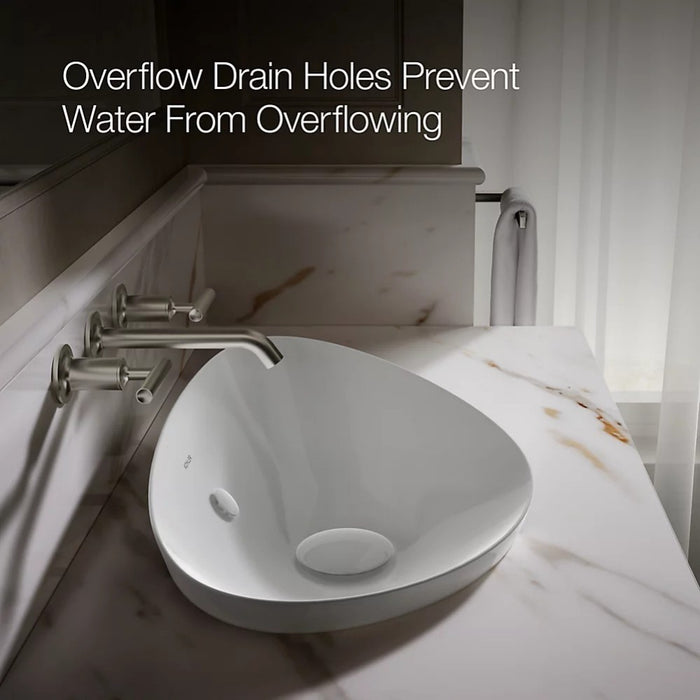 530/980mm Kohler Veil White Oval Vessel With Overflow Semi Insert Basins