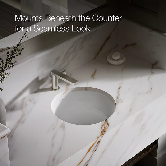 400*401*171mm Kohler Verticyl Gloss White Ceramic Round With Overflow Under-Mount Basins