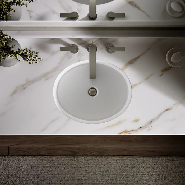 486*407*171mm Kohler Verticyl Gloss White Ceramic Oval With Overflow Under-Mount Basins