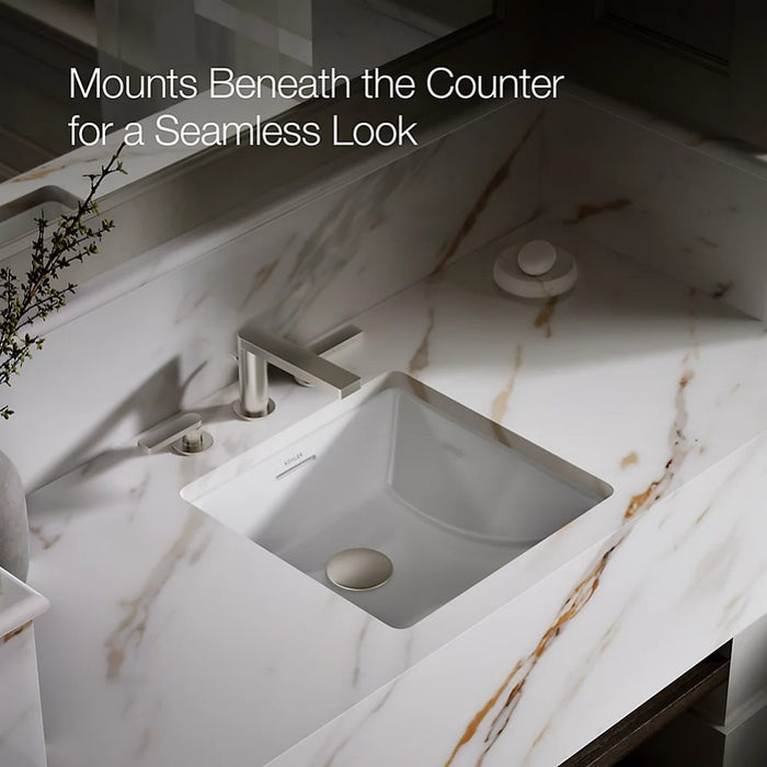 352*352*180mm Kohler Brazn Kohler White/Honed Black Ceramic Square With Overflow Under-Mount Basins