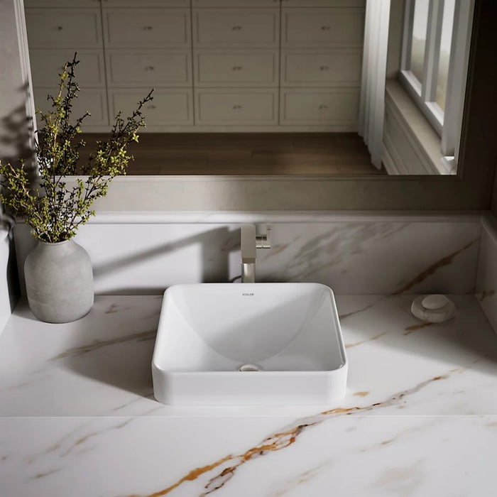 413*413*175mm Kohler Gloss White Ceramic Forefront Square Vessel Without Faucet Deck Above Counter Basins