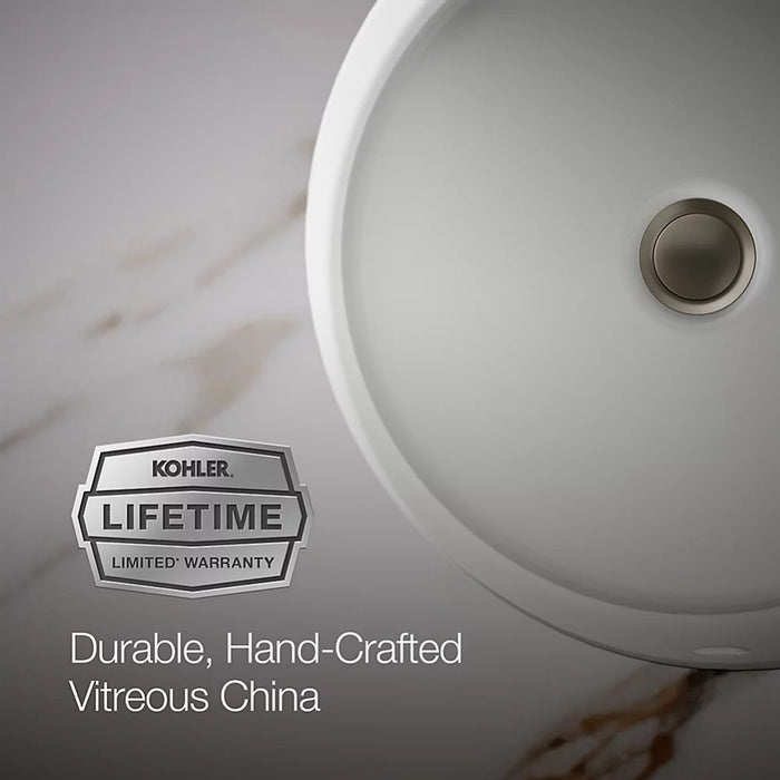 400*401*171mm Kohler Verticyl Gloss White Ceramic Round With Overflow Under-Mount Basins