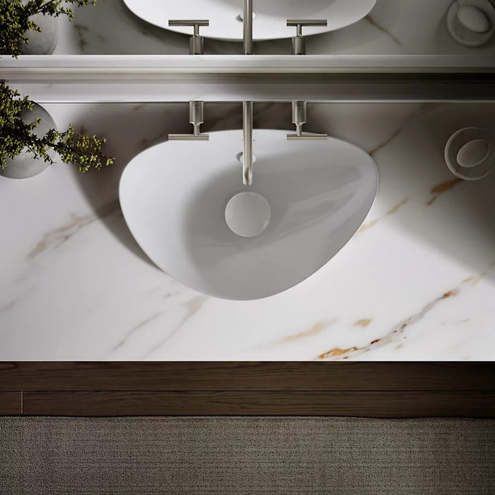530/980mm Kohler Veil White Oval Vessel With Overflow Semi Insert Basins