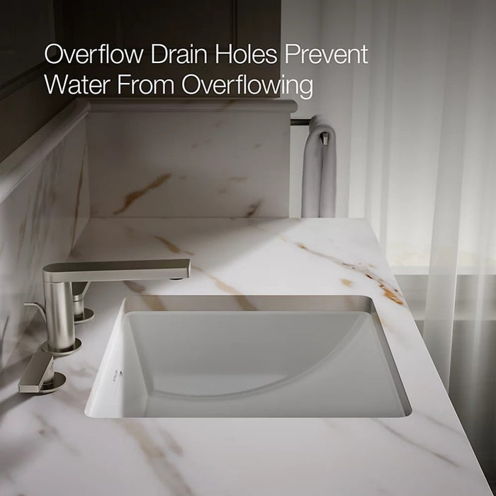 352*352*180mm Kohler Brazn Kohler White/Honed Black Ceramic Square With Overflow Under-Mount Basins