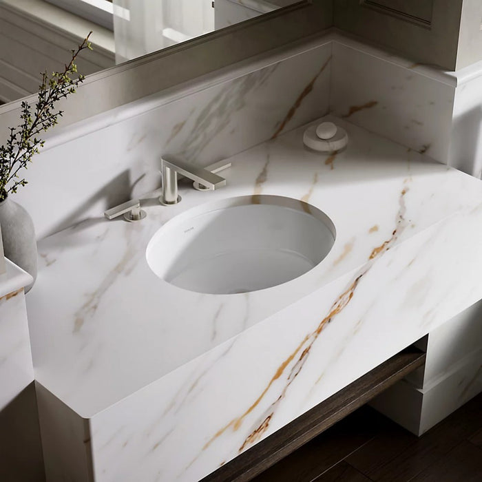 486*407*171mm Kohler Verticyl Gloss White Ceramic Oval With Overflow Under-Mount Basins
