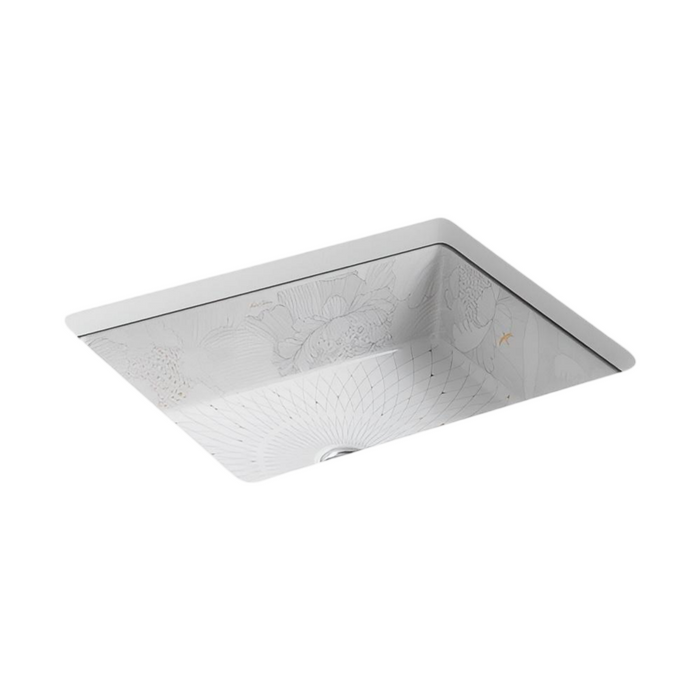 502*397mm KOHLER Rectangle Vitreous China Empress Bouquet Kathryn Undermount Basin