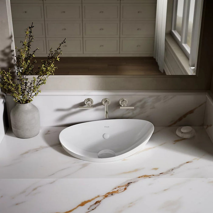 530/980mm Kohler Veil White Oval Vessel With Overflow Semi Insert Basins