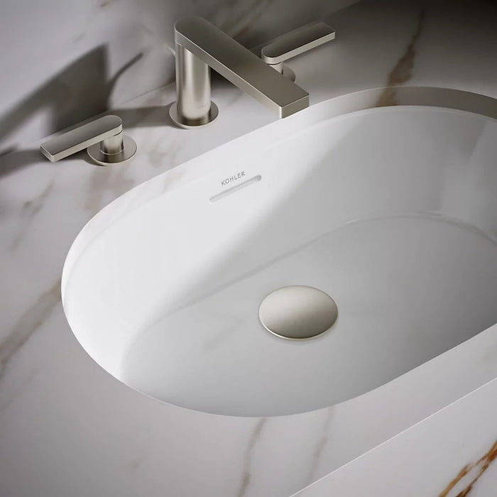560*352*180mm Kohler Brazn Kohler White/Honed Black Ceramic Oval With Overflow Under-Mount Basins