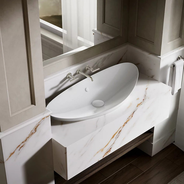 530/980mm Kohler Veil White Oval Vessel With Overflow Semi Insert Basins