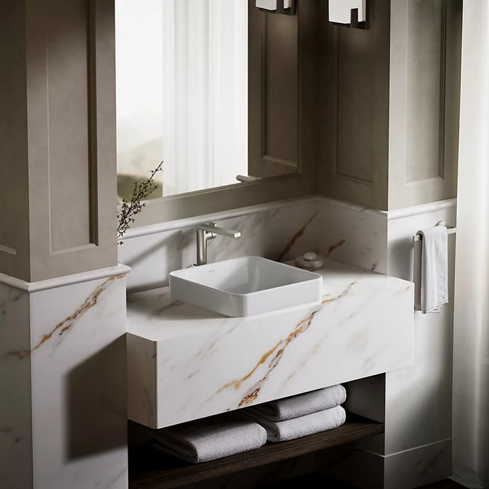 413*413*175mm Kohler Gloss White Ceramic Forefront Square Vessel Without Faucet Deck Above Counter Basins