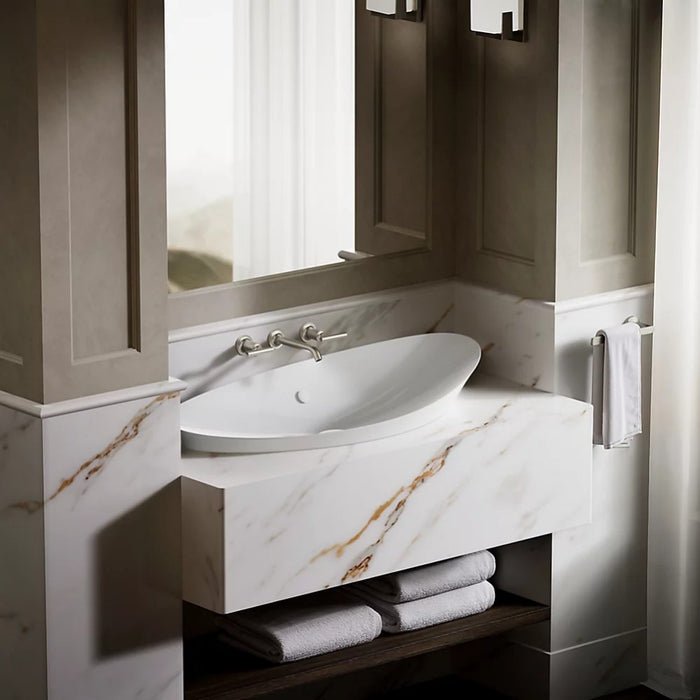 530/980mm Kohler Veil White Oval Vessel With Overflow Semi Insert Basins