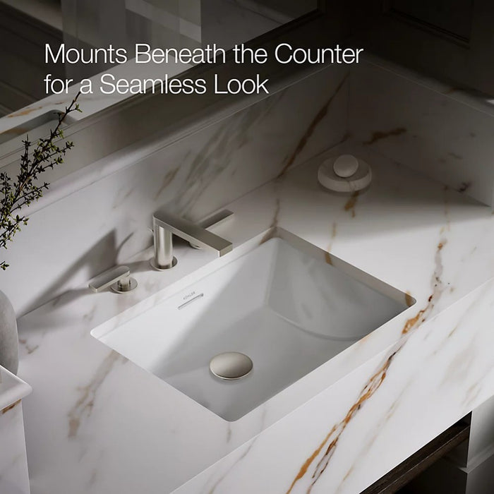 482*352*184mm Kohler Brazn Kohler White/Honed Black Ceramic Rectangle With Overflow Under-Mount Basins
