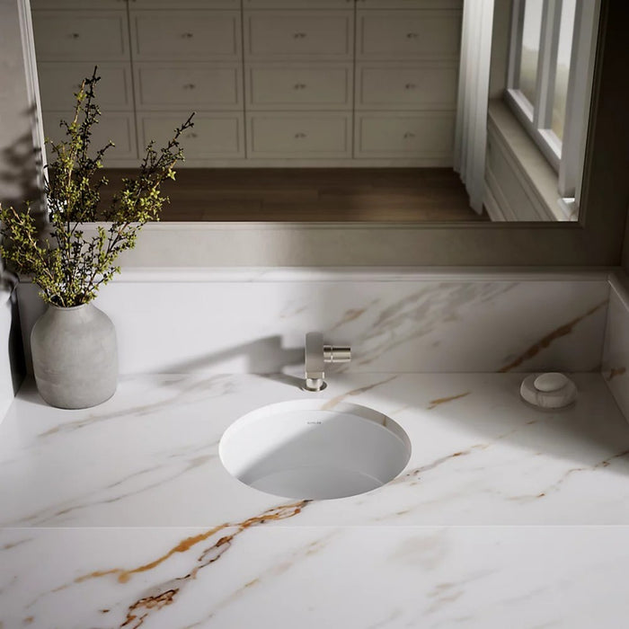 400*401*171mm Kohler Verticyl Gloss White Ceramic Round With Overflow Under-Mount Basins