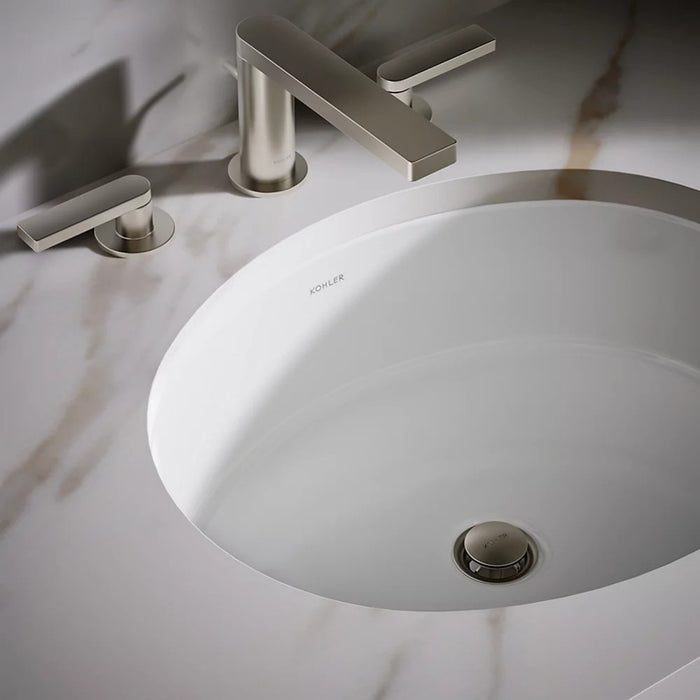 486*407*171mm Kohler Verticyl Gloss White Ceramic Oval With Overflow Under-Mount Basins