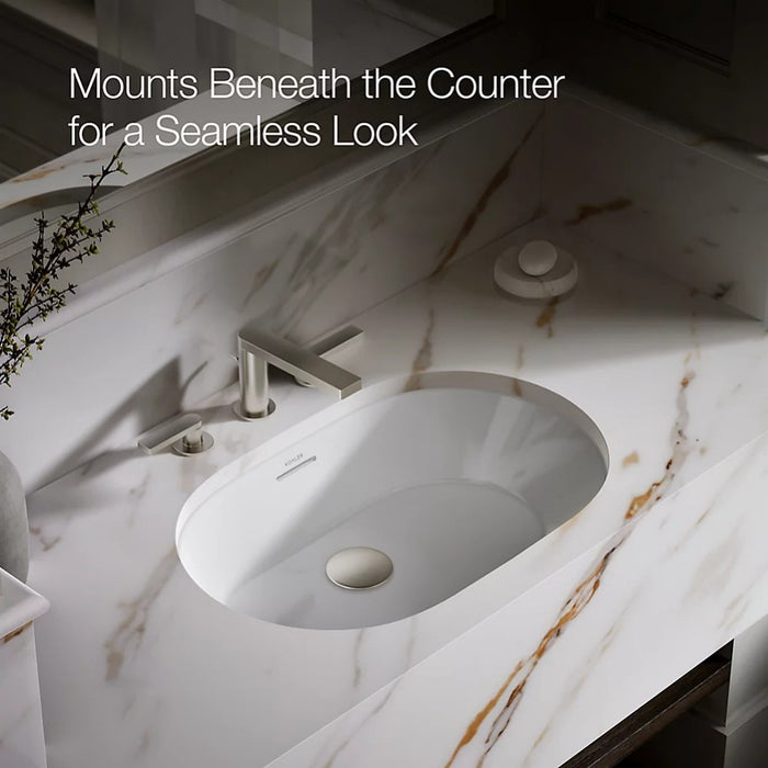 560*352*180mm Kohler Brazn Kohler White/Honed Black Ceramic Oval With Overflow Under-Mount Basins