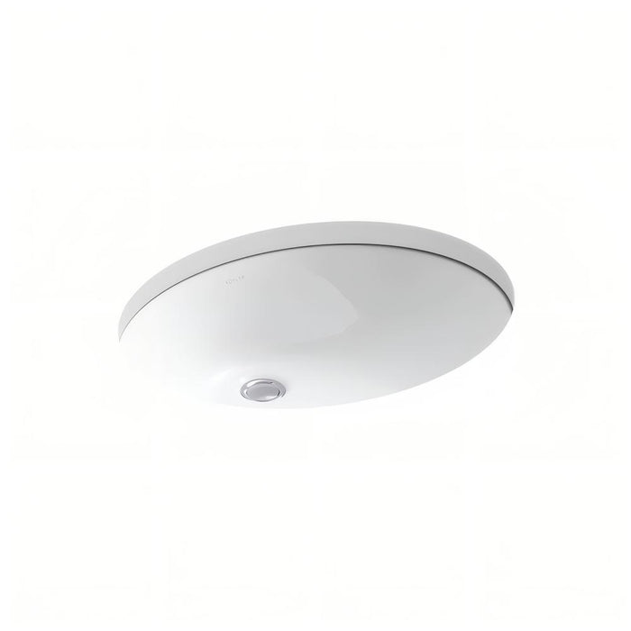 489*410*210mm Kohler Caxton Gloss White Ceramic Oval With Overflow Under-Mount Basins