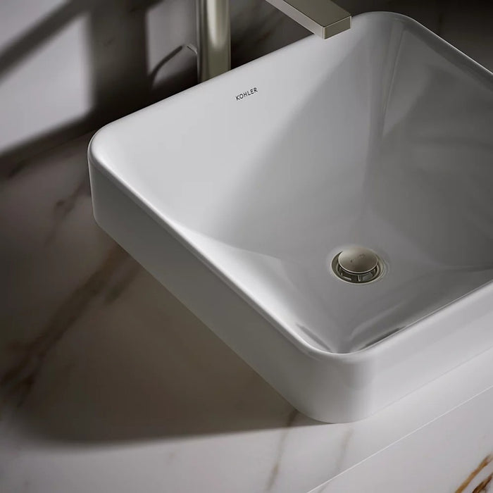 413*413*175mm Kohler Gloss White Ceramic Forefront Square Vessel Without Faucet Deck Above Counter Basins