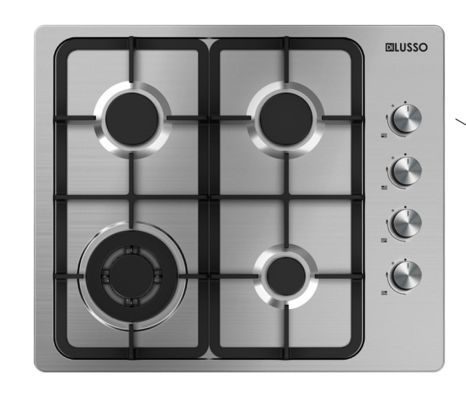 600mm Stainless Steel Gas Cooktop with Wok Burner, FFD, Cast Iron Trivets