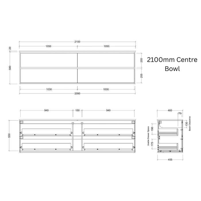TIMBERLINE GRANGE CUSTOM WALL HUNG VANITY (ALL SIZING)