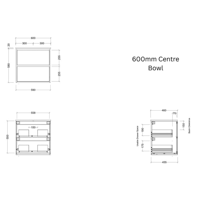 TIMBERLINE GRANGE CUSTOM WALL HUNG VANITY (ALL SIZING)