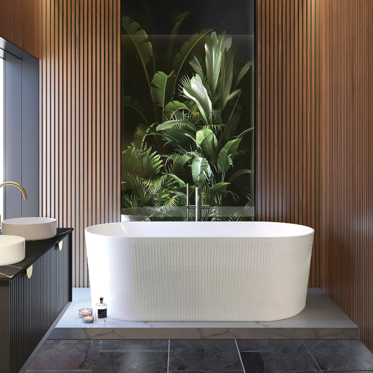 1500/1700*750/800*580mm OTTI Noosa Matt/Gloss White Oval Acrylic Freestanding Bathtub