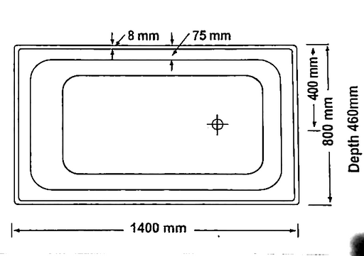 Grandismo 1400*800*460mm Gloss White Acrylic Drop in Bath Tub - HD reno