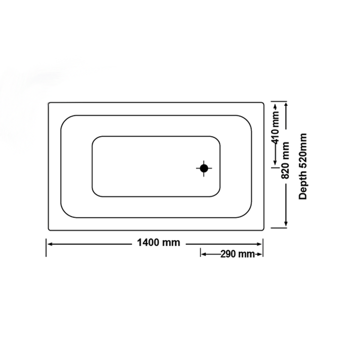 1400*820*520mm Grandismo Gloss White Acrylic Drop-in Bath Tub