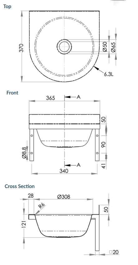 Round Stainless Steel Hand Basin - HD reno