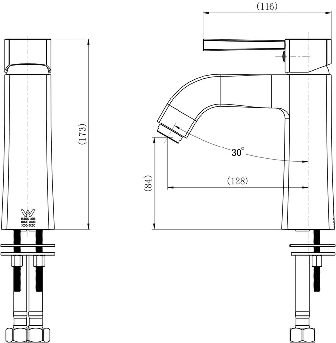 Modernnational Helena Matt Black Solid Brass Basin Mixer