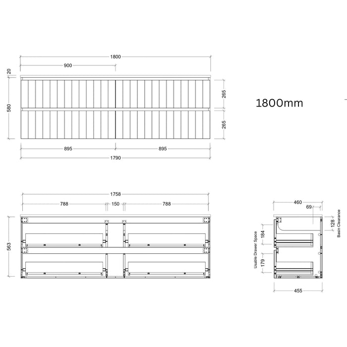 TIMBERLINE HENLEY CUSTOM WALL HUNG VANITY (ALL SIZING)