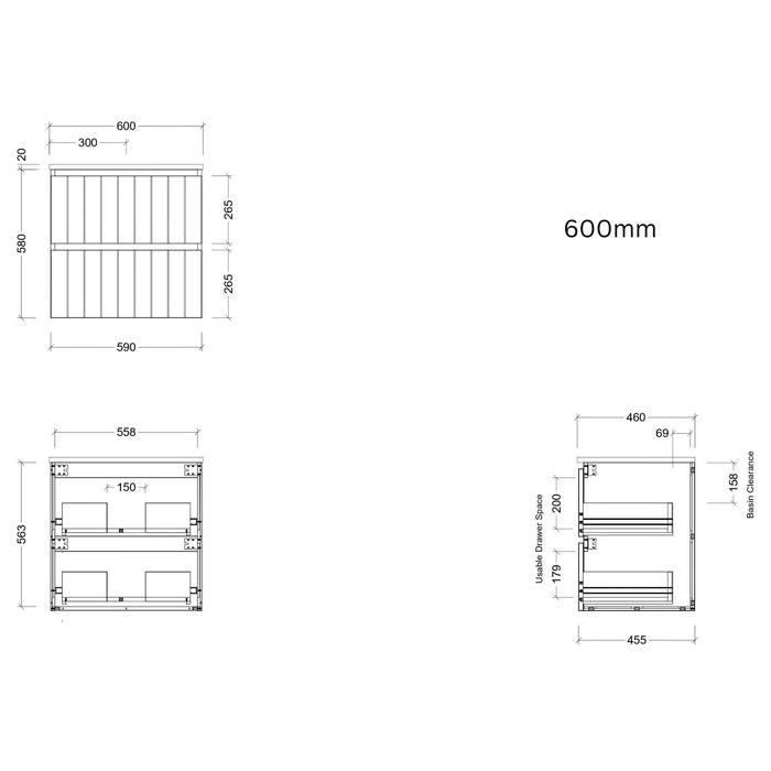 TIMBERLINE HENLEY CUSTOM WALL HUNG VANITY (ALL SIZING)