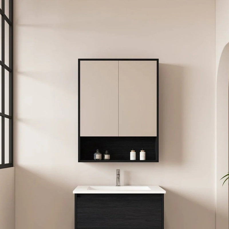 600-1800*150*780mm Mercio HERA Black Oak MDF Wall Mounted Shaving Cabinet With Shelf