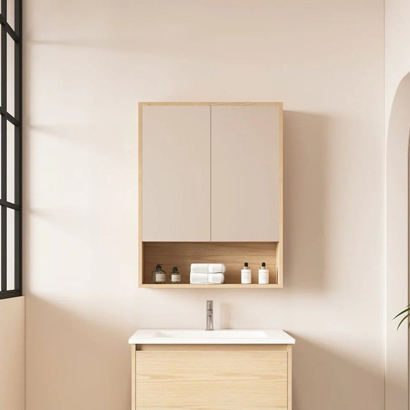600-1800*150*780mm Mercio HERA Tas Oak MDF Wall Mounted Shaving Cabinet With Shelf