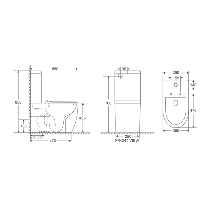 660*390*850mm Mercio Hani Highest Quality Vitreous China Gloss White Rimless Back To Wall Toilets