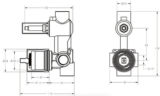 Clasico Wall Diverter Mixer Rough-In Body - HD reno