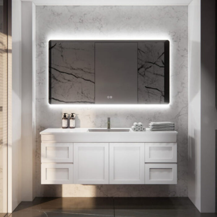 600-1500*450*505mm ABS Miami Matt White Shaker Plywood Wall Hung Vanity