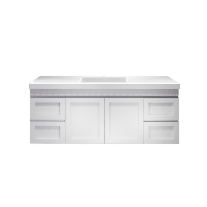 600-1500*450*505mm ABS Miami Matt White Shaker Plywood Wall Hung Vanity